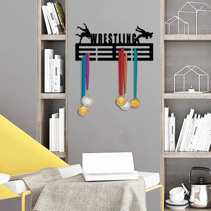 Resama Medal Hanger Holder Display Wall Rack Frame Shelf-Medal Hanger Awards Ribbon Soccer,Gymnastics,Holder Display Rack for 60 Medals - Image 1
